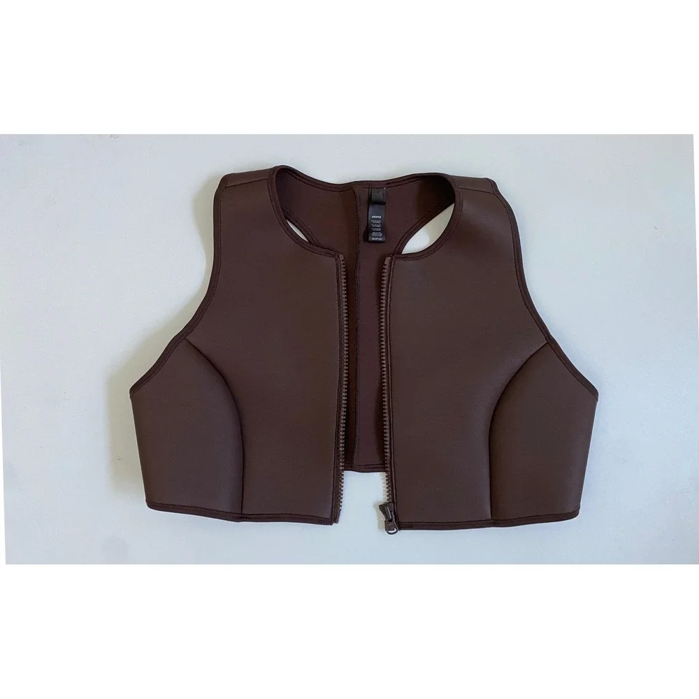 SKIMS Rubberized Scuba Swim High Neck Bikini Top Cocoa 2X Womens Plus Size